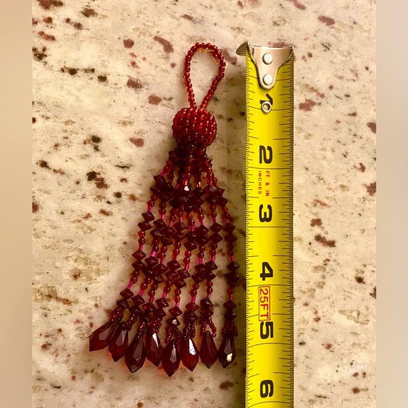 Beaded Decorative Tassel, Burgundy or wine, deep red, maroon - Picture 4 of 4